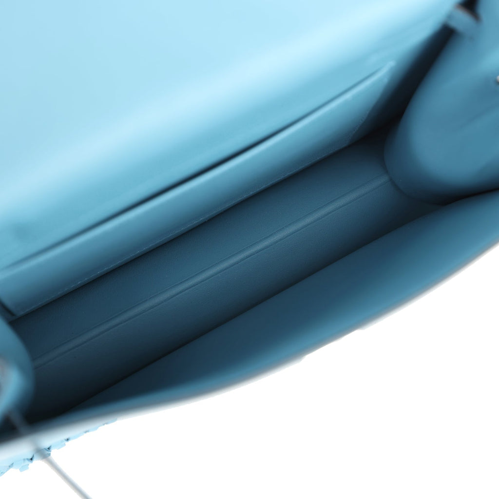 Hermes Kelly Danse Anate Blue Jean Swift Palladium Hardware - Exclusu