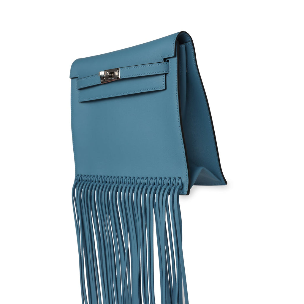 Hermes Kelly Danse Anate Blue Jean Swift Palladium Hardware - Exclusu