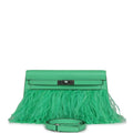 Hermes Kelly Elan Foile Vert Comics Chevre and Ostrich Feather Palladium Hardware - Exclusu