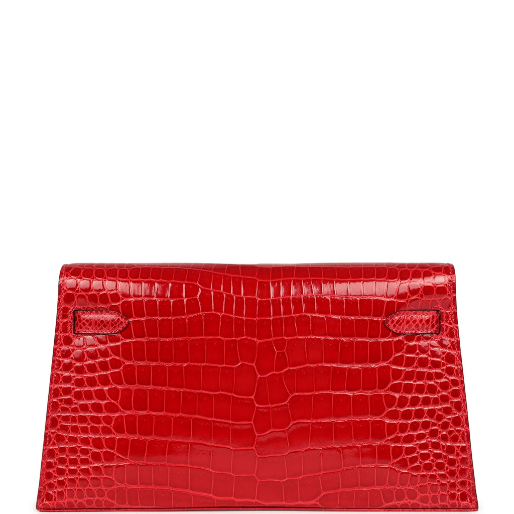 Hermes Kelly Elan Braise Shiny Porosus Crocodile Gold Hardware - Exclusu