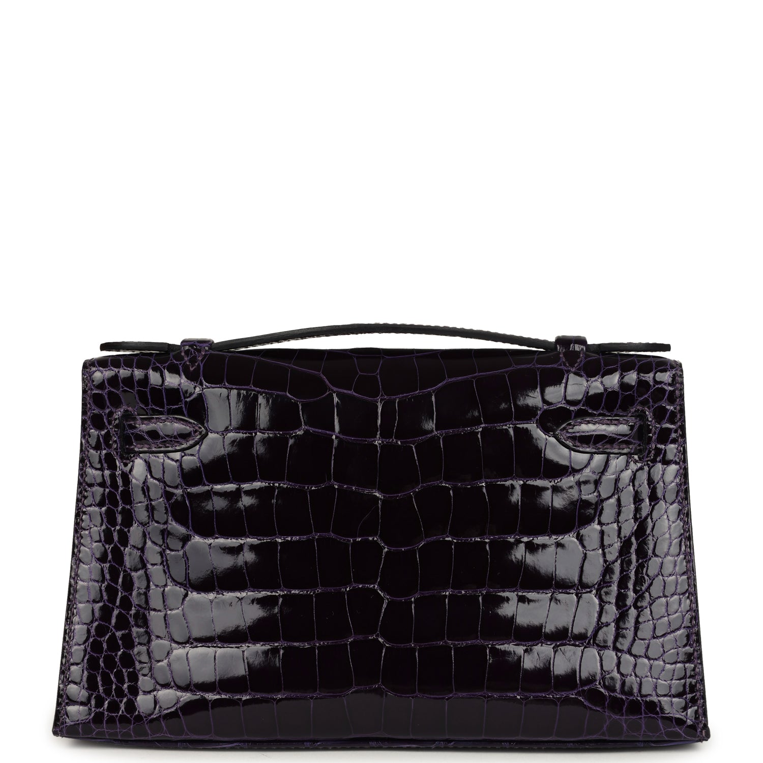 Hermes Kelly Pochette Amethyst Shiny Alligator Gold Hardware - Exclusu