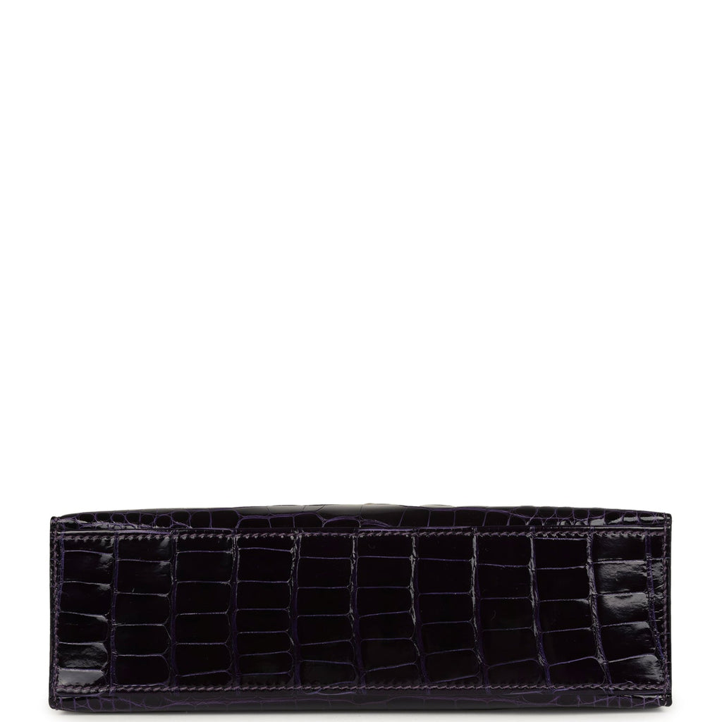 Hermes Kelly Pochette Amethyst Shiny Alligator Gold Hardware - Exclusu