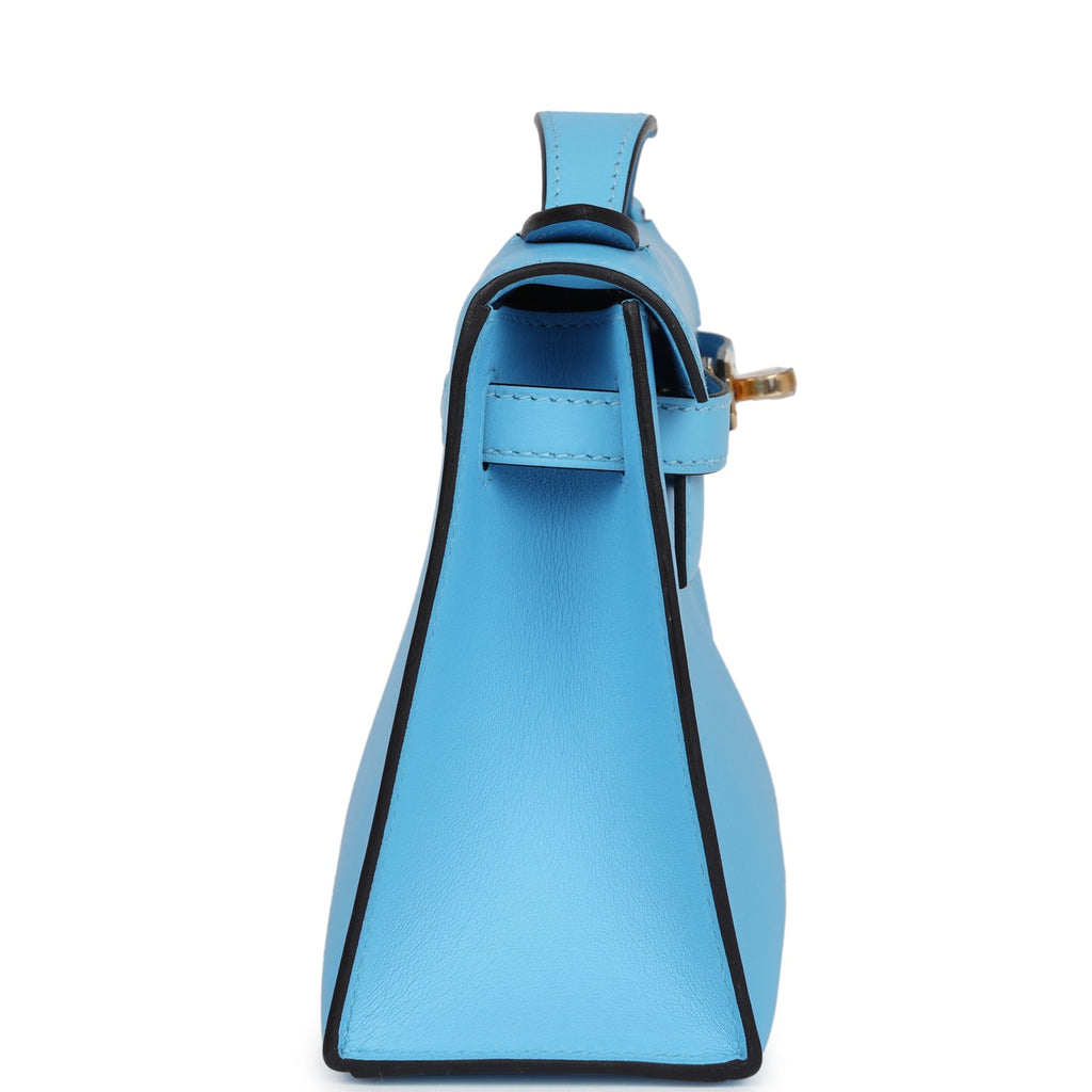 Hermes Kelly Pochette Celeste Swift Gold Hardware - Exclusu