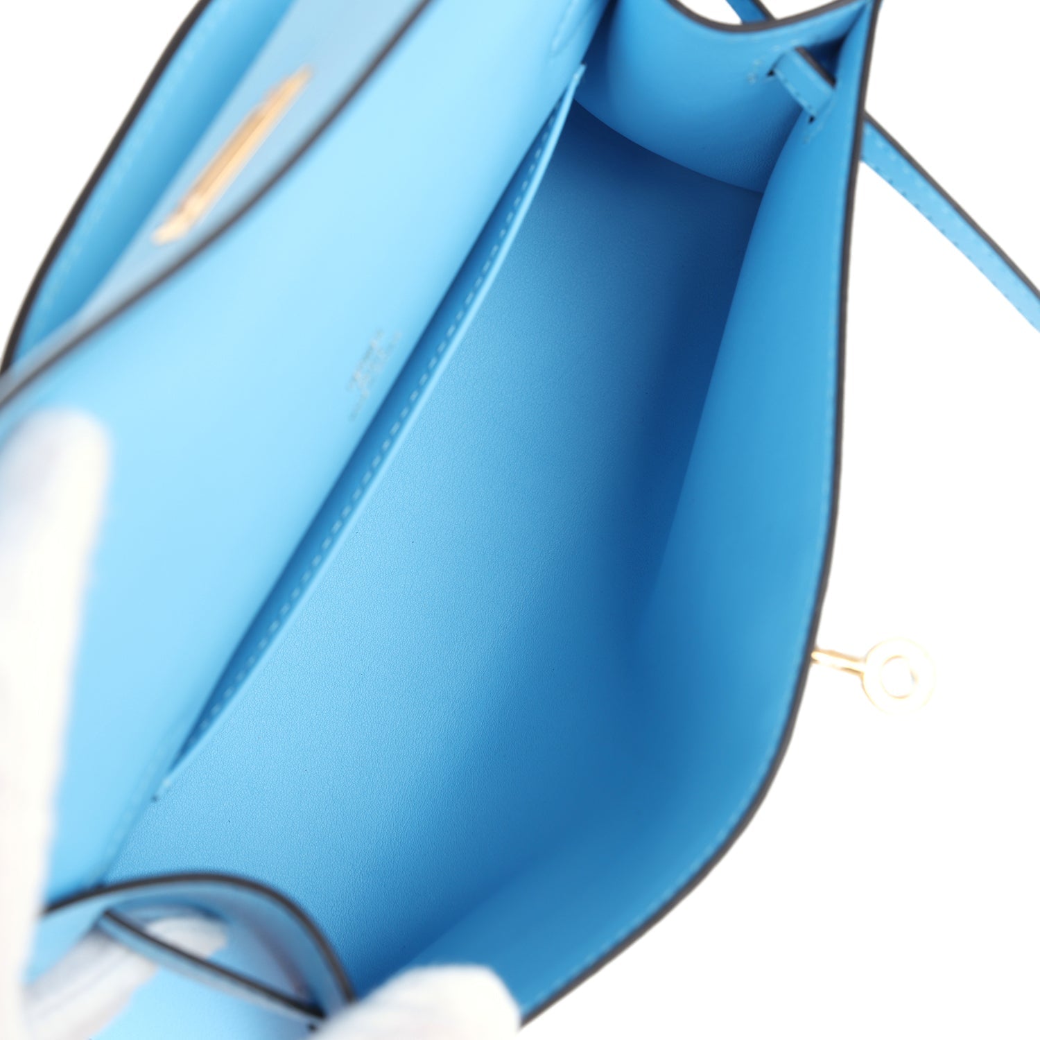 Hermes Kelly Pochette Celeste Swift Gold Hardware - Exclusu