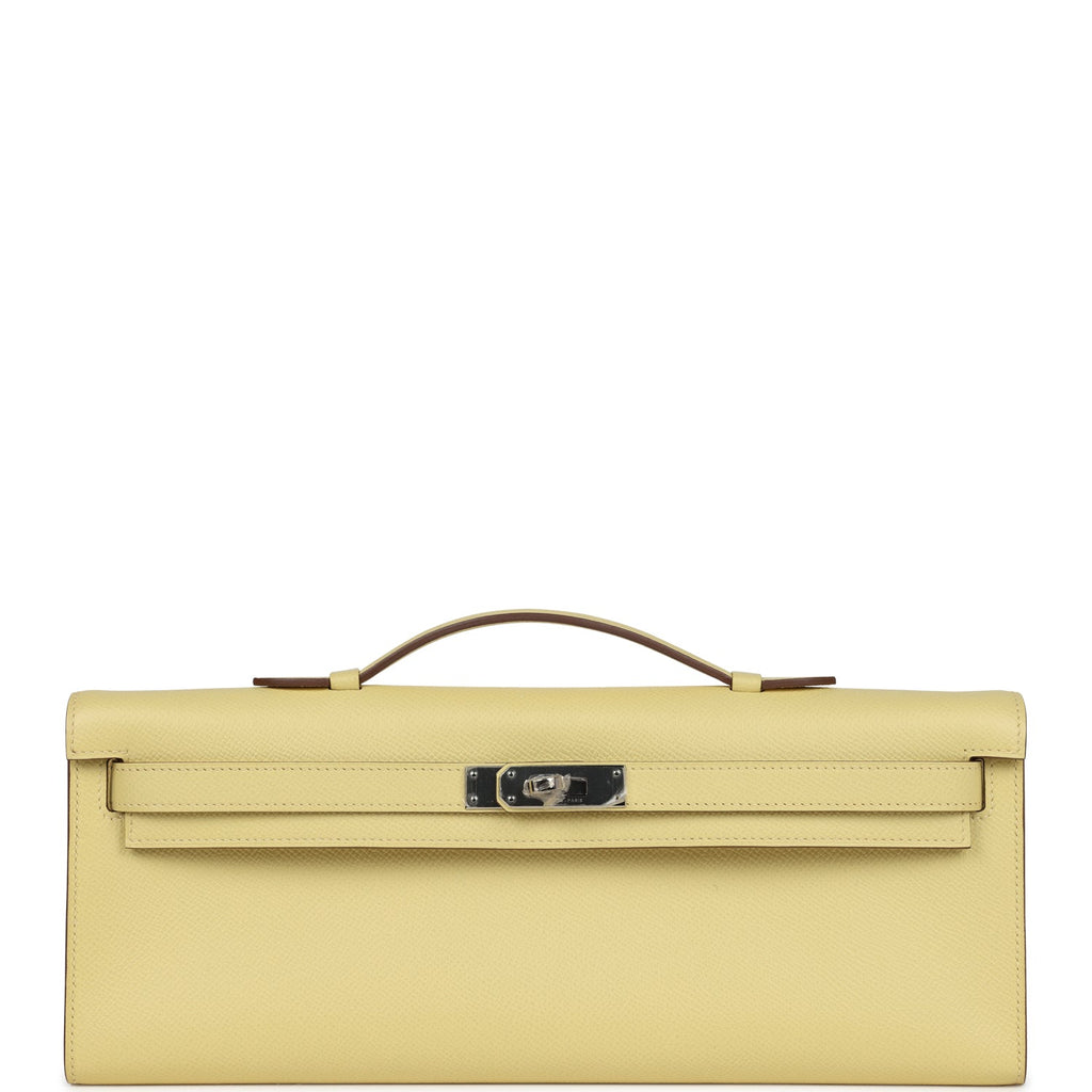 Hermes Kelly Cut Jaune Poussin Epsom Palladium Hardware - Exclusu