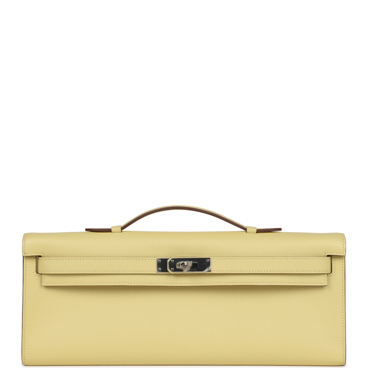 Hermes Kelly Cut Jaune Poussin Epsom Palladium Hardware - Exclusu