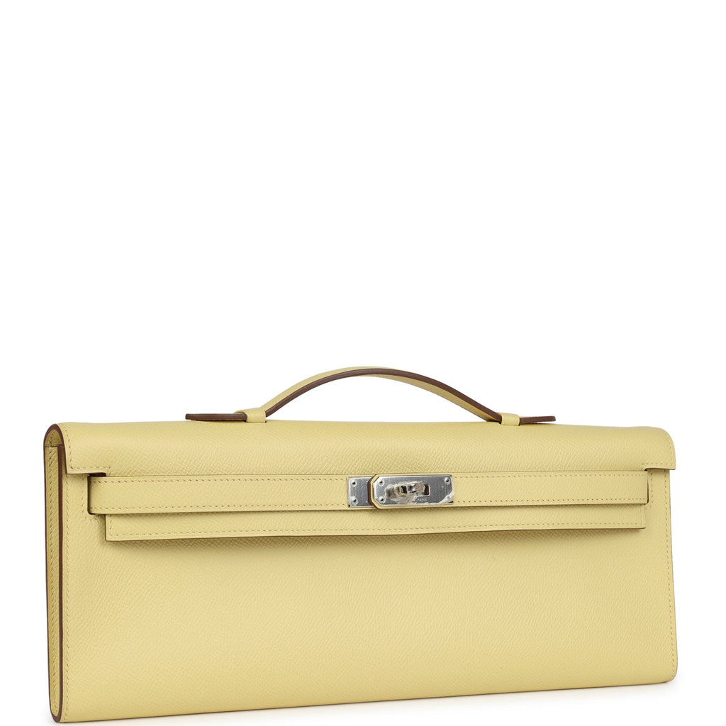 Hermes Kelly Cut Jaune Poussin Epsom Palladium Hardware - Exclusu