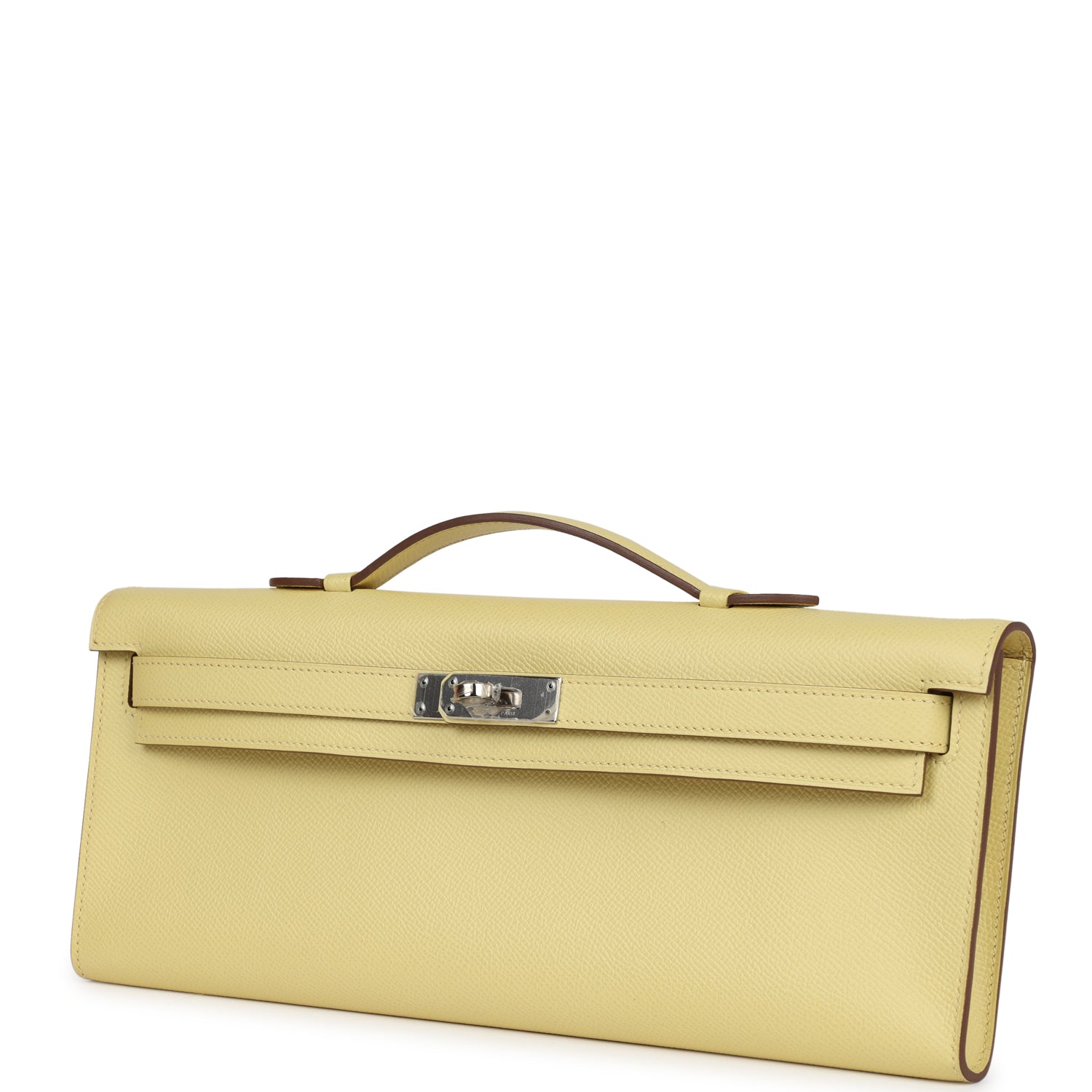 Hermes Kelly Cut Jaune Poussin Epsom Palladium Hardware - Exclusu