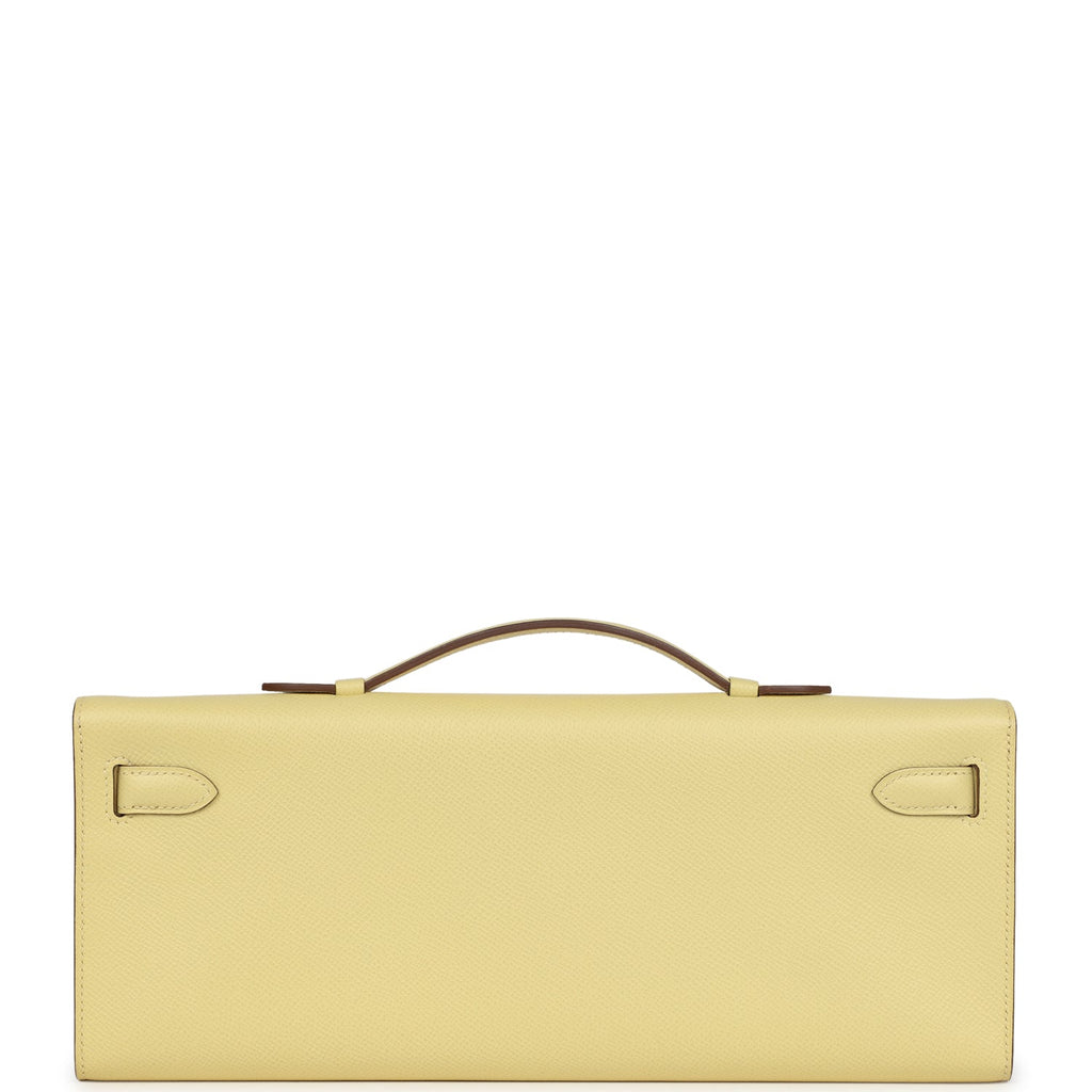 Hermes Kelly Cut Jaune Poussin Epsom Palladium Hardware - Exclusu