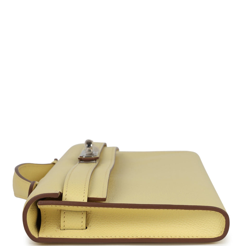 Hermes Kelly Cut Jaune Poussin Epsom Palladium Hardware - Exclusu