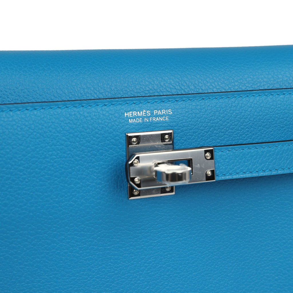 Hermes Kelly Danse Bleu Zanzibar Evercolor Palladium Hardware - Exclusu