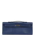 Hermes Kelly Cut Bleu De Malte Matte Porosus Crocodile Palladium Hardware - Exclusu