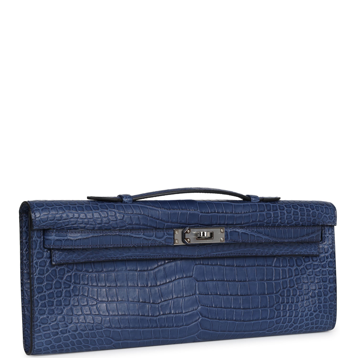 Hermes Kelly Cut Bleu De Malte Matte Porosus Crocodile Palladium Hardware - Exclusu