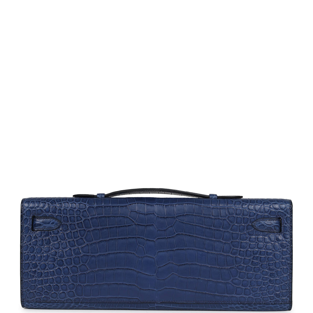 Hermes Kelly Cut Bleu De Malte Matte Porosus Crocodile Palladium Hardware - Exclusu
