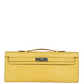 Hermes Kelly Cut Mimosa Matte Alligator Palladium Hardware - Exclusu