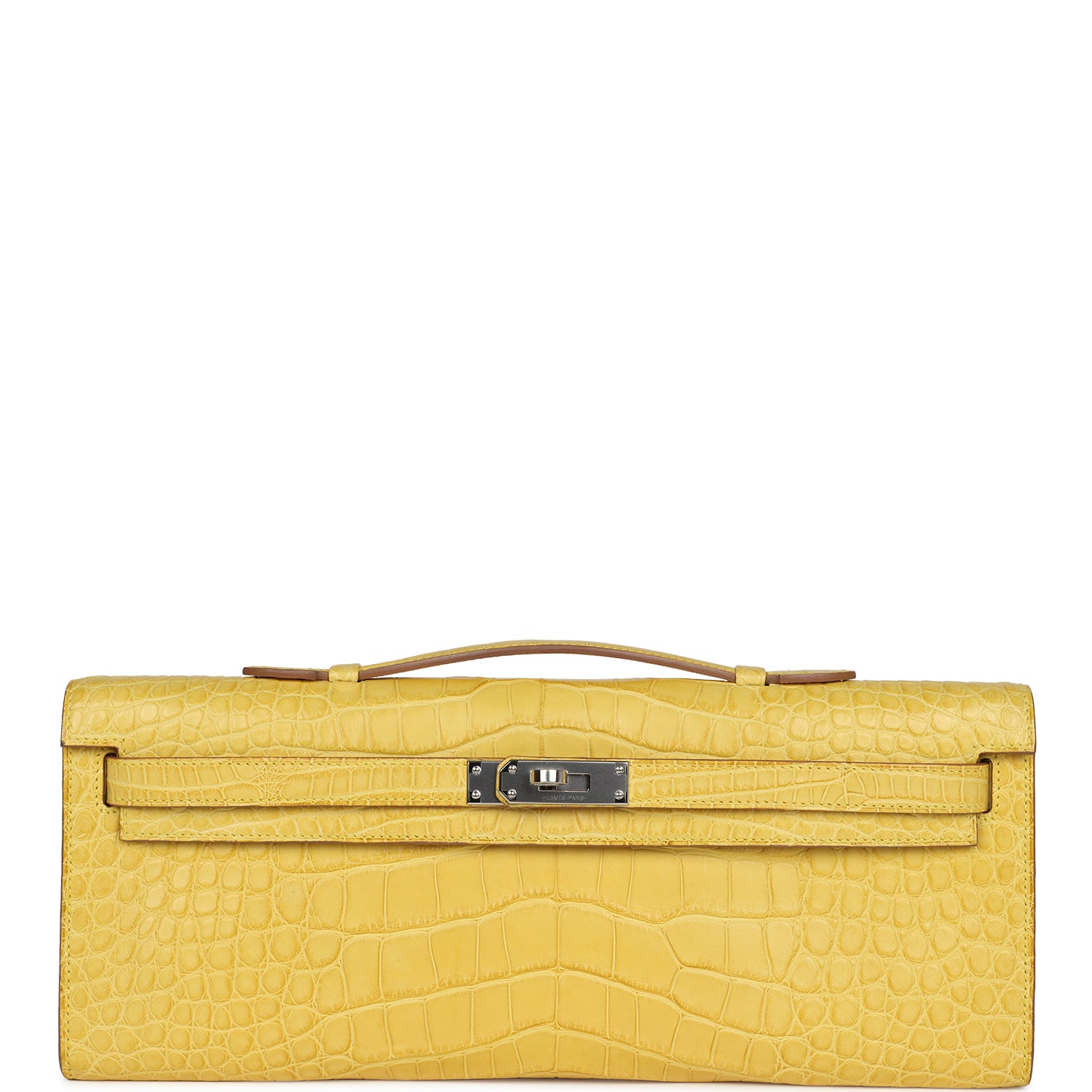 Hermes Kelly Cut Mimosa Matte Alligator Palladium Hardware - Exclusu