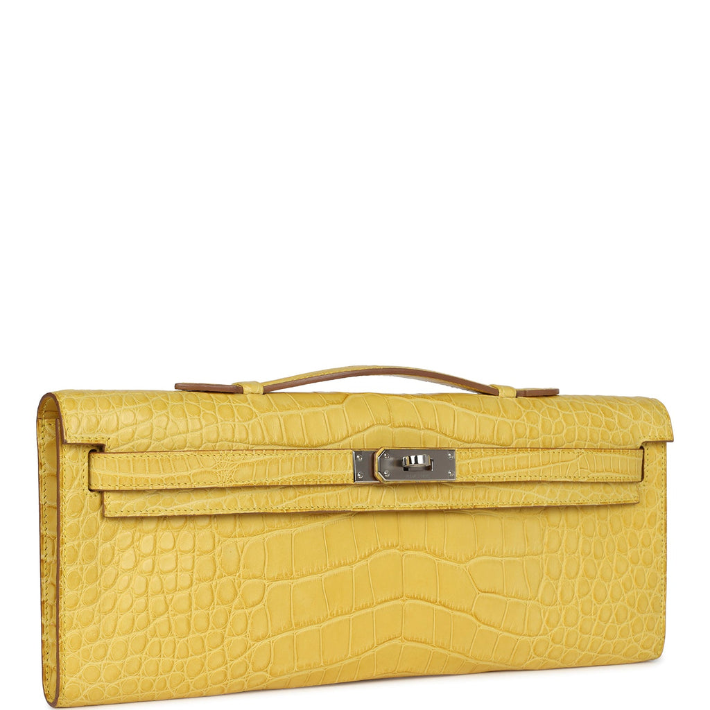 Hermes Kelly Cut Mimosa Matte Alligator Palladium Hardware - Exclusu