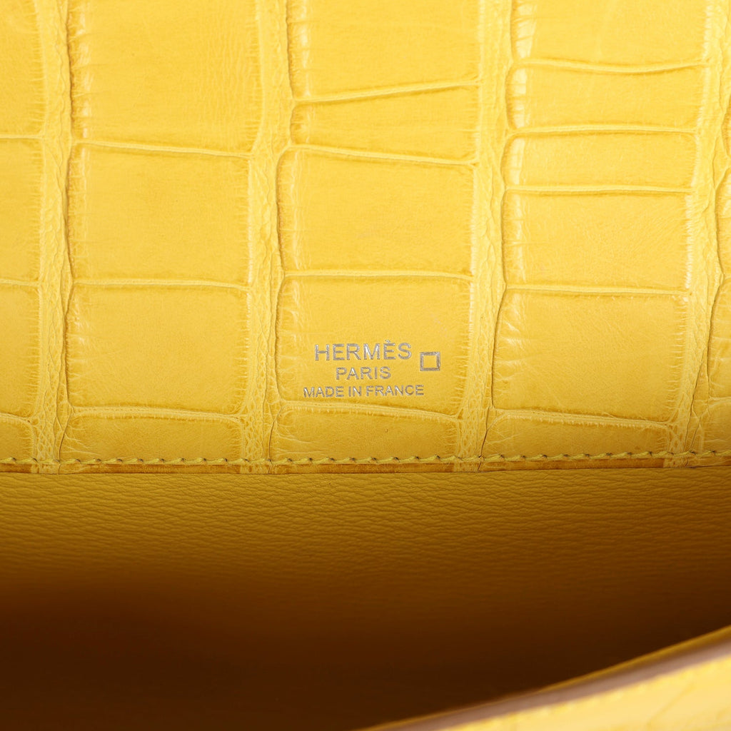 Hermes Kelly Cut Mimosa Matte Alligator Palladium Hardware - Exclusu