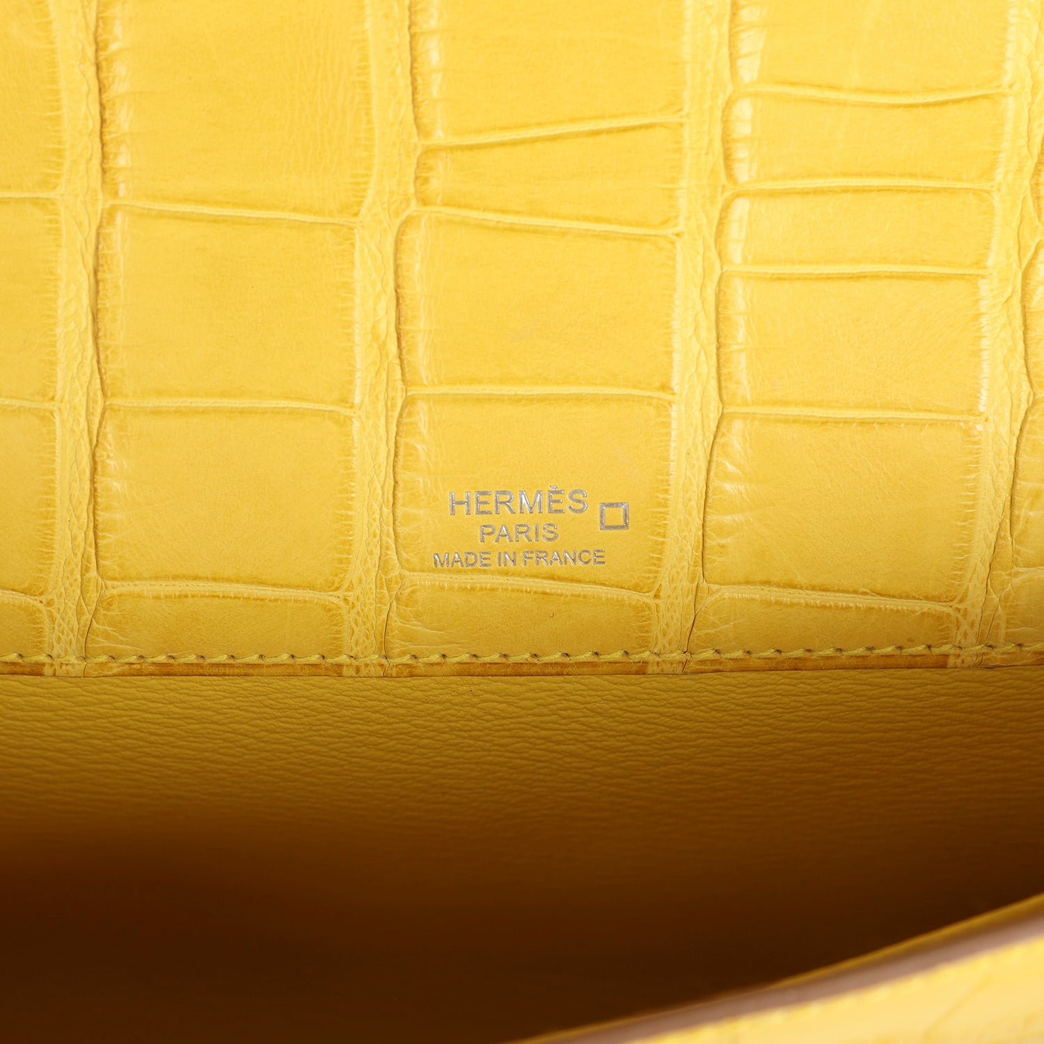 Hermes Kelly Cut Mimosa Matte Alligator Palladium Hardware - Exclusu