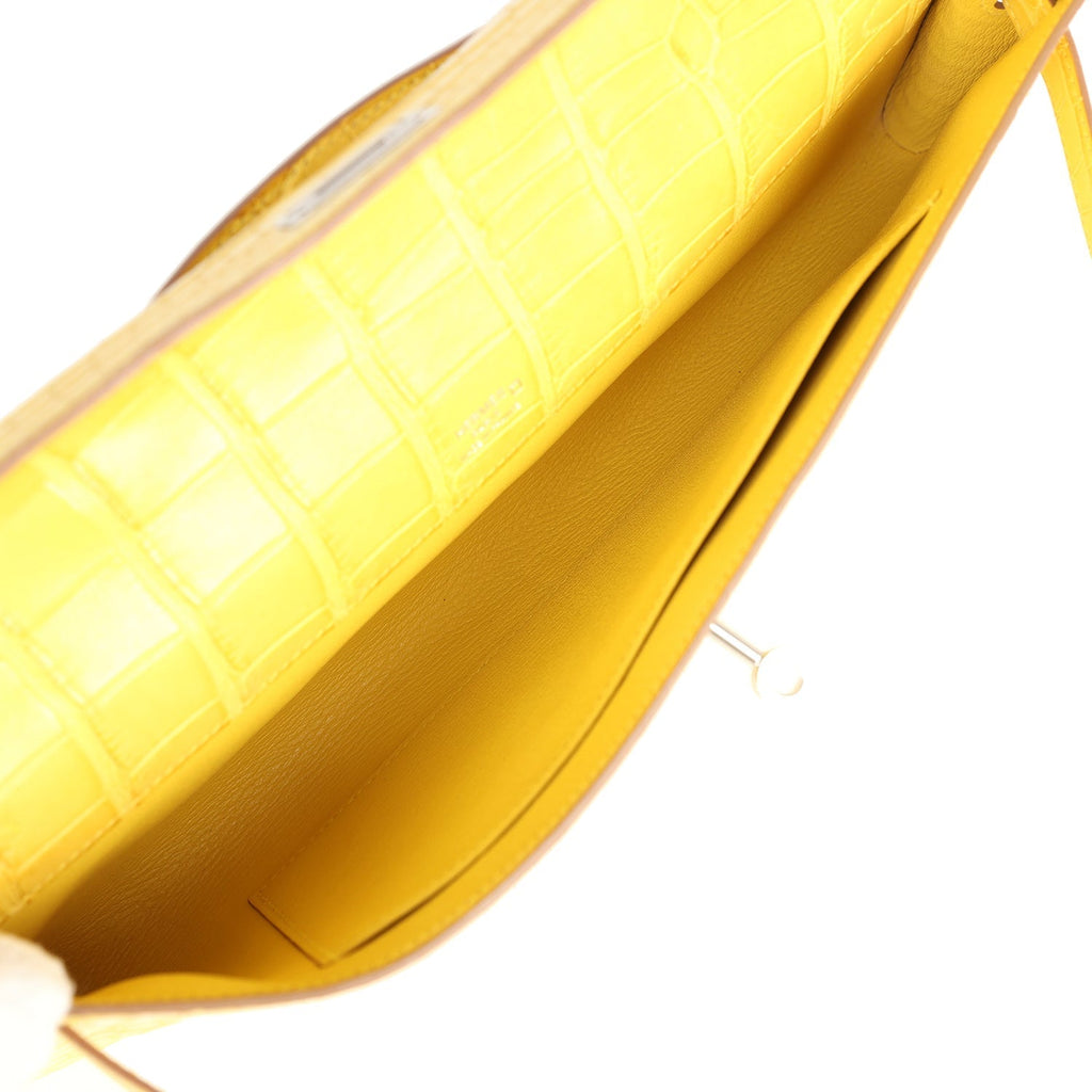 Hermes Kelly Cut Mimosa Matte Alligator Palladium Hardware - Exclusu