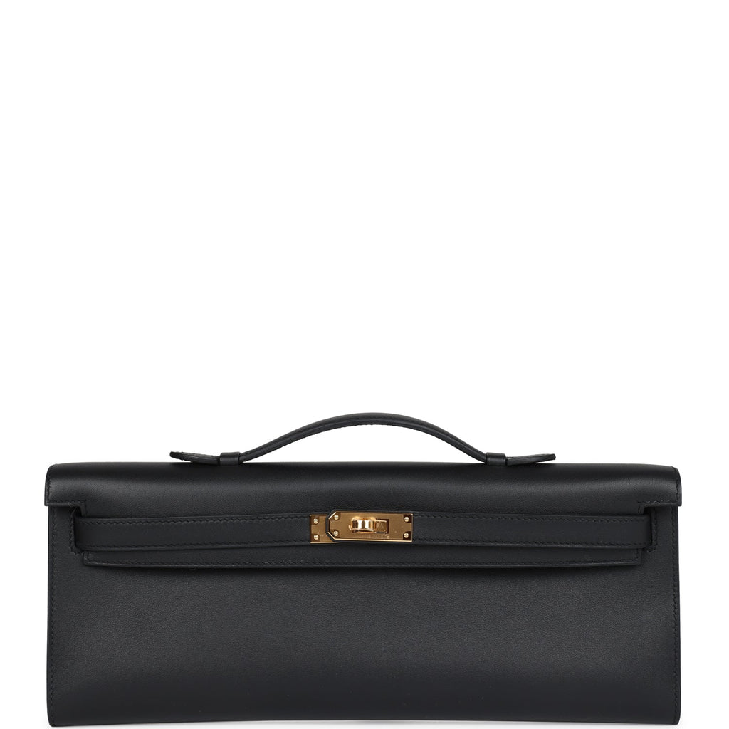 Hermes Kelly Cut Black Swift Gold Hardware - Exclusu