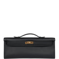 Hermes Kelly Cut Black Swift Gold Hardware - Exclusu
