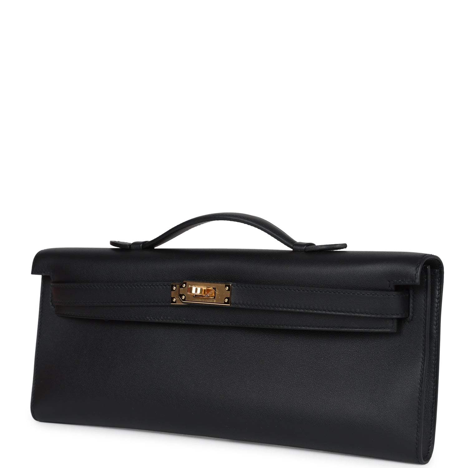 Hermes Kelly Cut Black Swift Gold Hardware - Exclusu