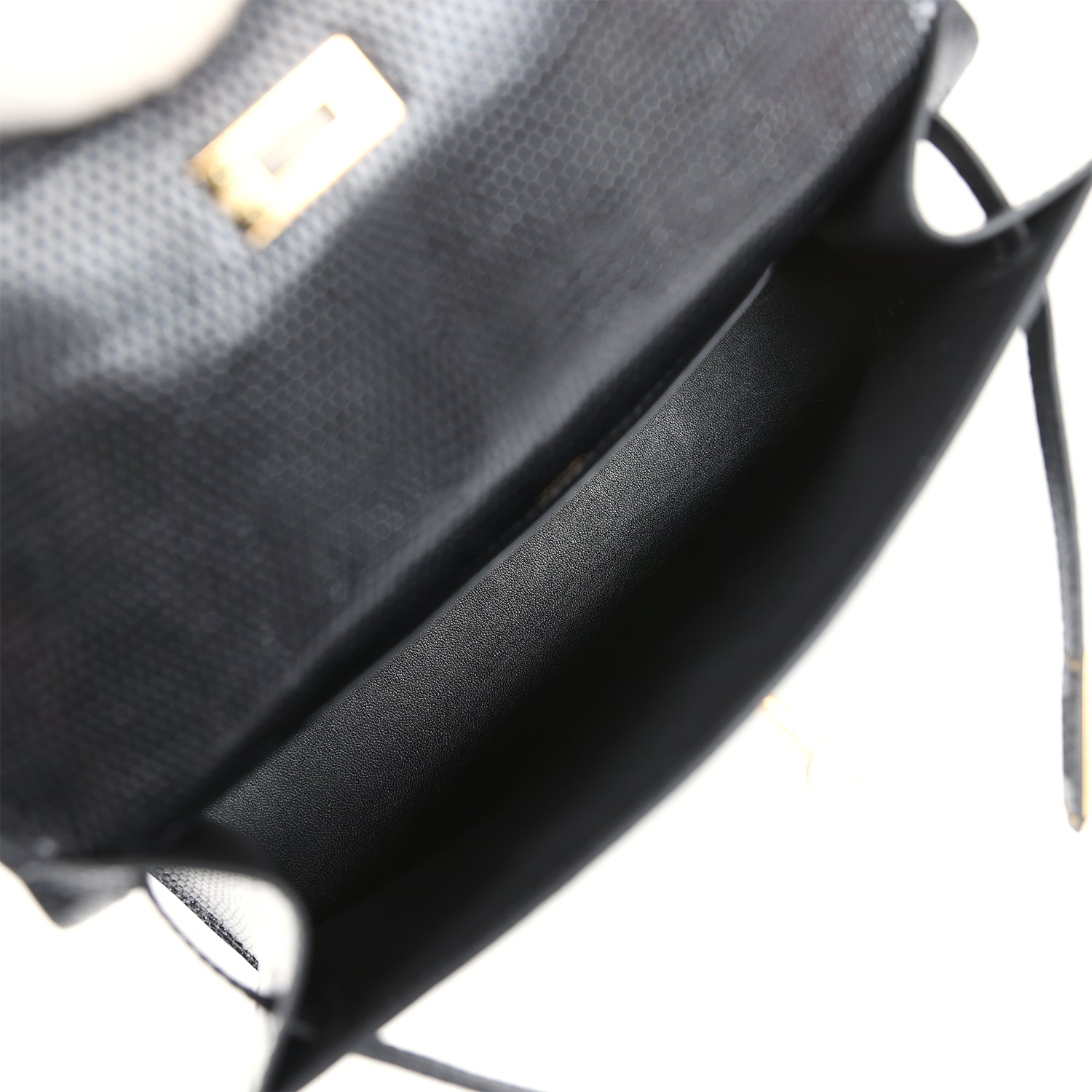 Hermes Kelly Pochette Black Varanus Niloticus Lizard Gold Hardware - Exclusu
