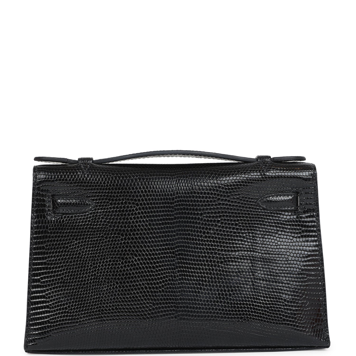 Hermes Kelly Pochette Black Varanus Niloticus Lizard Gold Hardware - Exclusu