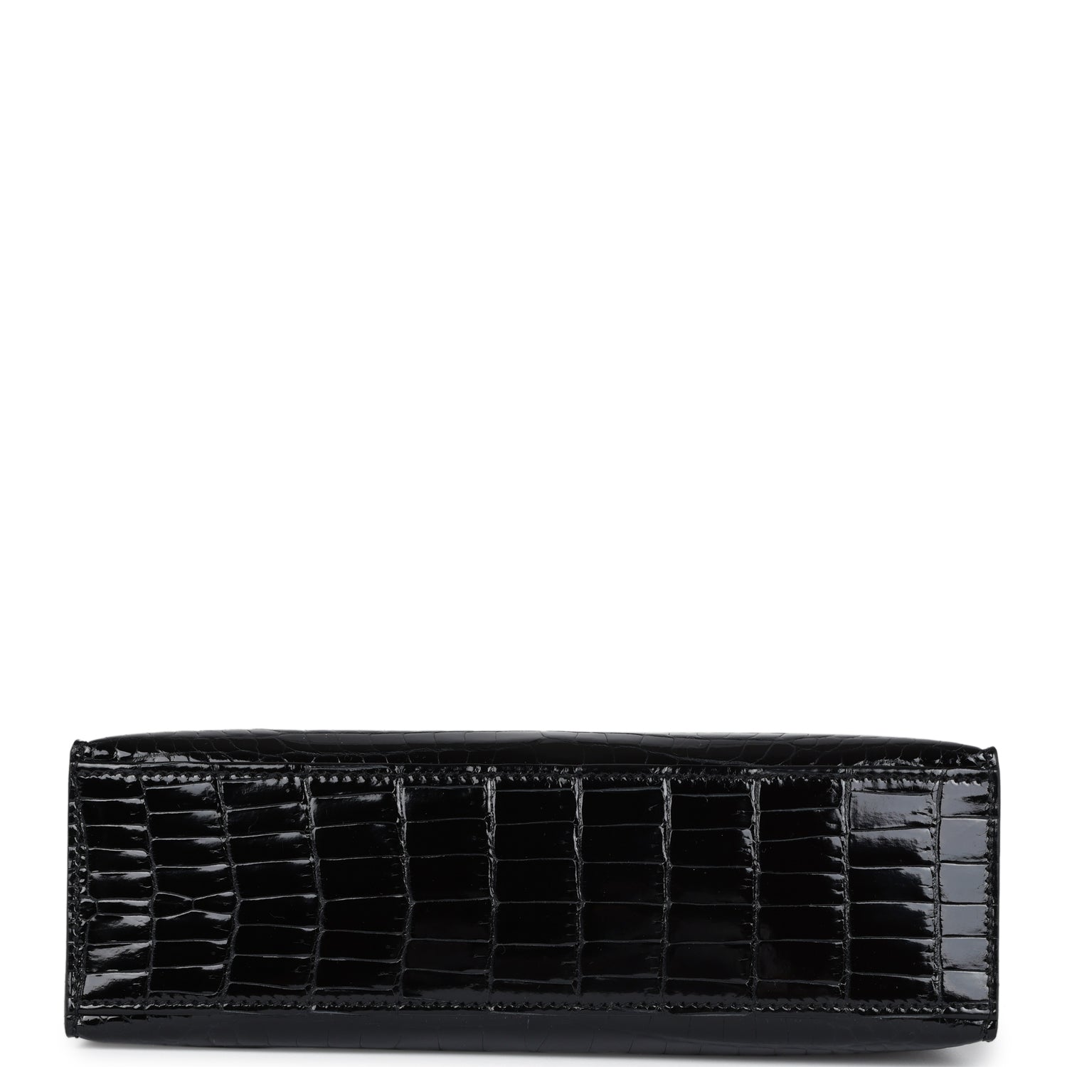 Hermes Kelly Pochette Black Shiny Porosus Crocodile Gold Hardware - Exclusu