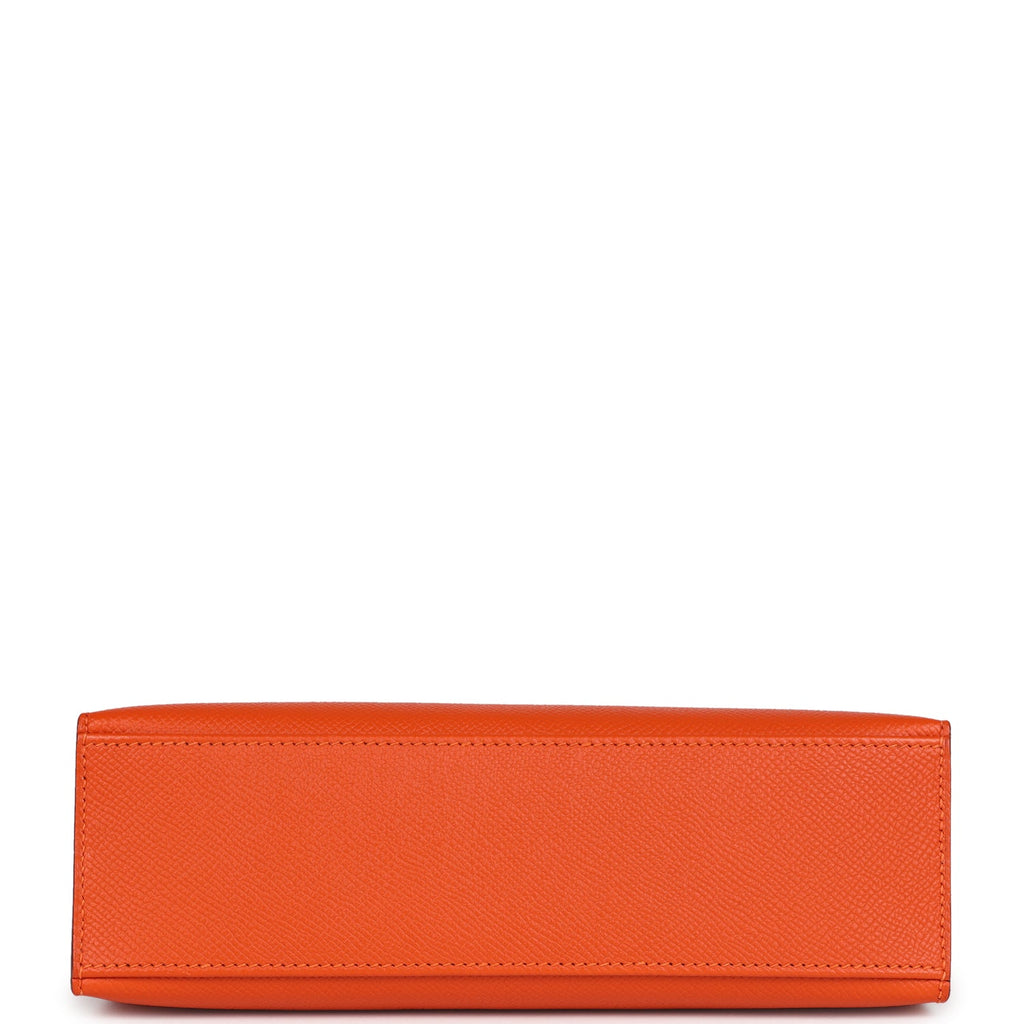 Hermes Kelly Pochette Feu Epsom Palladium Hardware - Exclusu