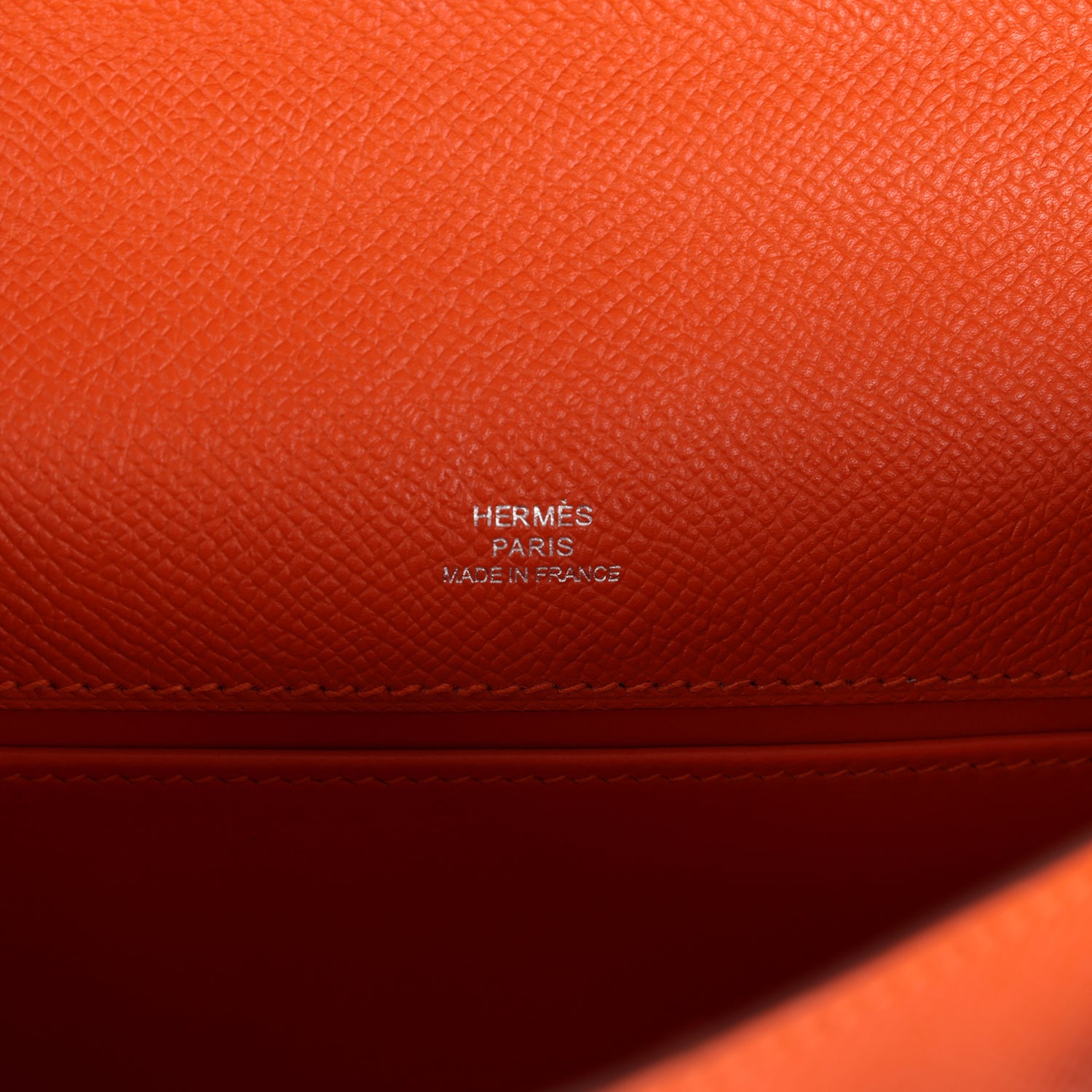 Hermes Kelly Pochette Feu Epsom Palladium Hardware - Exclusu