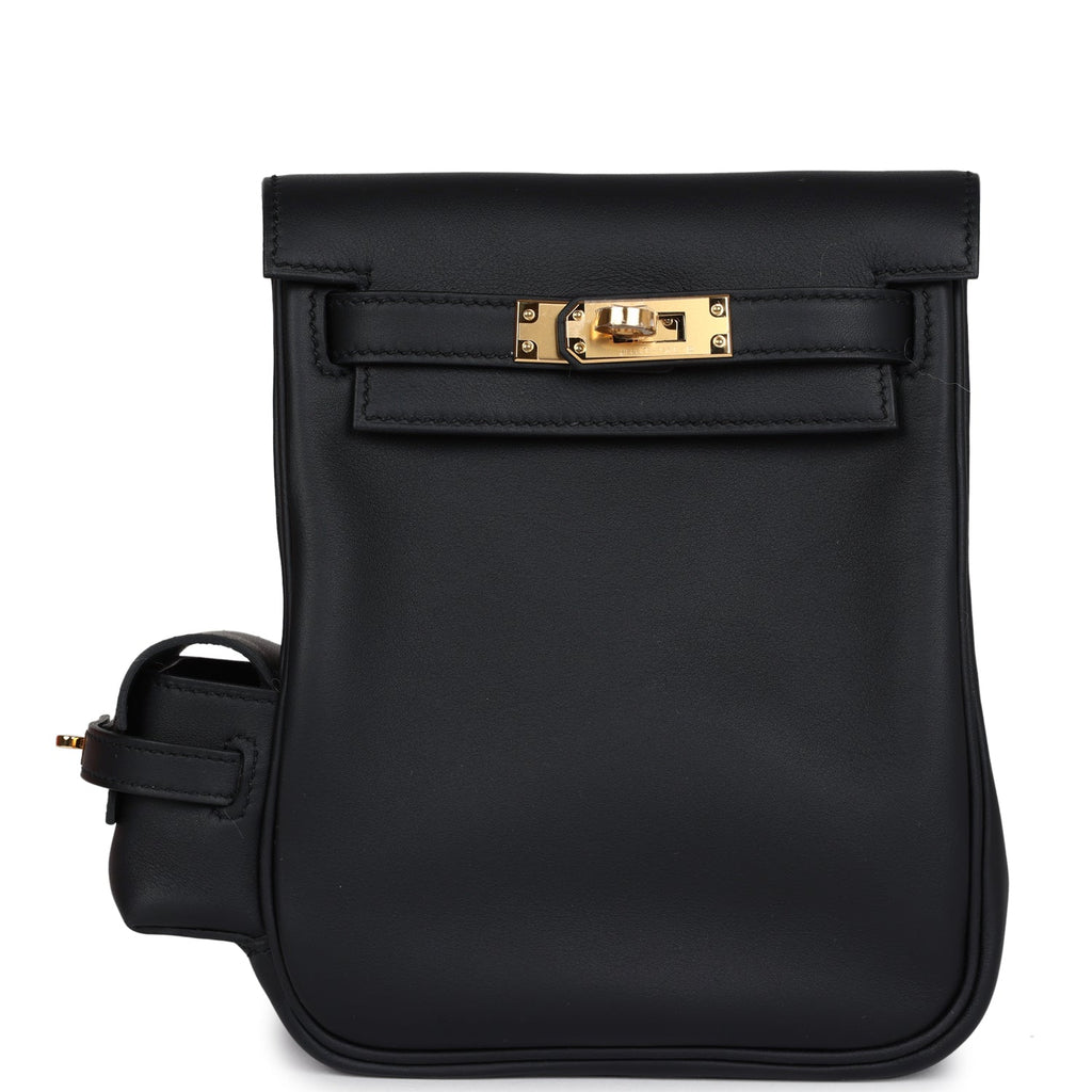 Hermes Mini Kelly Jump Backpack Black Swift Gold Hardware - Exclusu