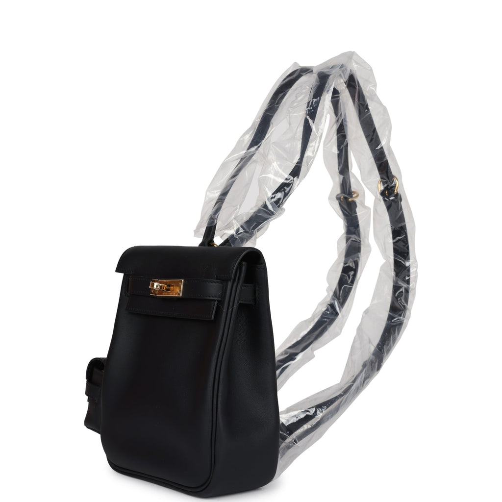 Hermes Mini Kelly Jump Backpack Black Swift Gold Hardware - Exclusu
