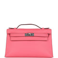 Hermes Kelly Pochette Rose Azalee Swift Palladium Hardware - Exclusu