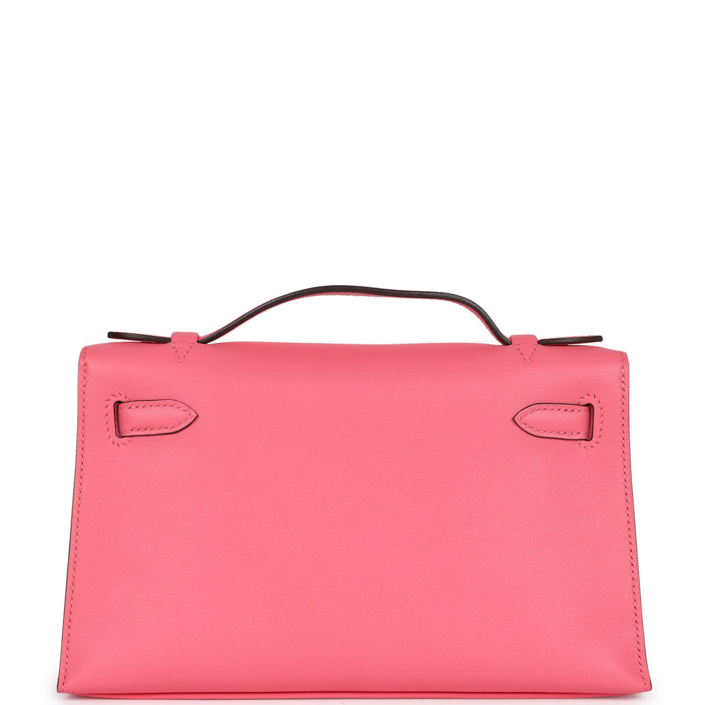 Hermes Kelly Pochette Rose Azalee Swift Palladium Hardware - Exclusu