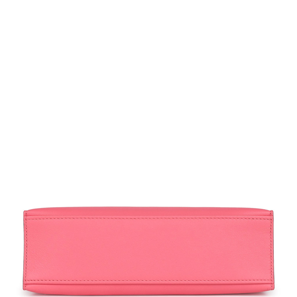 Hermes Kelly Pochette Rose Azalee Swift Palladium Hardware - Exclusu