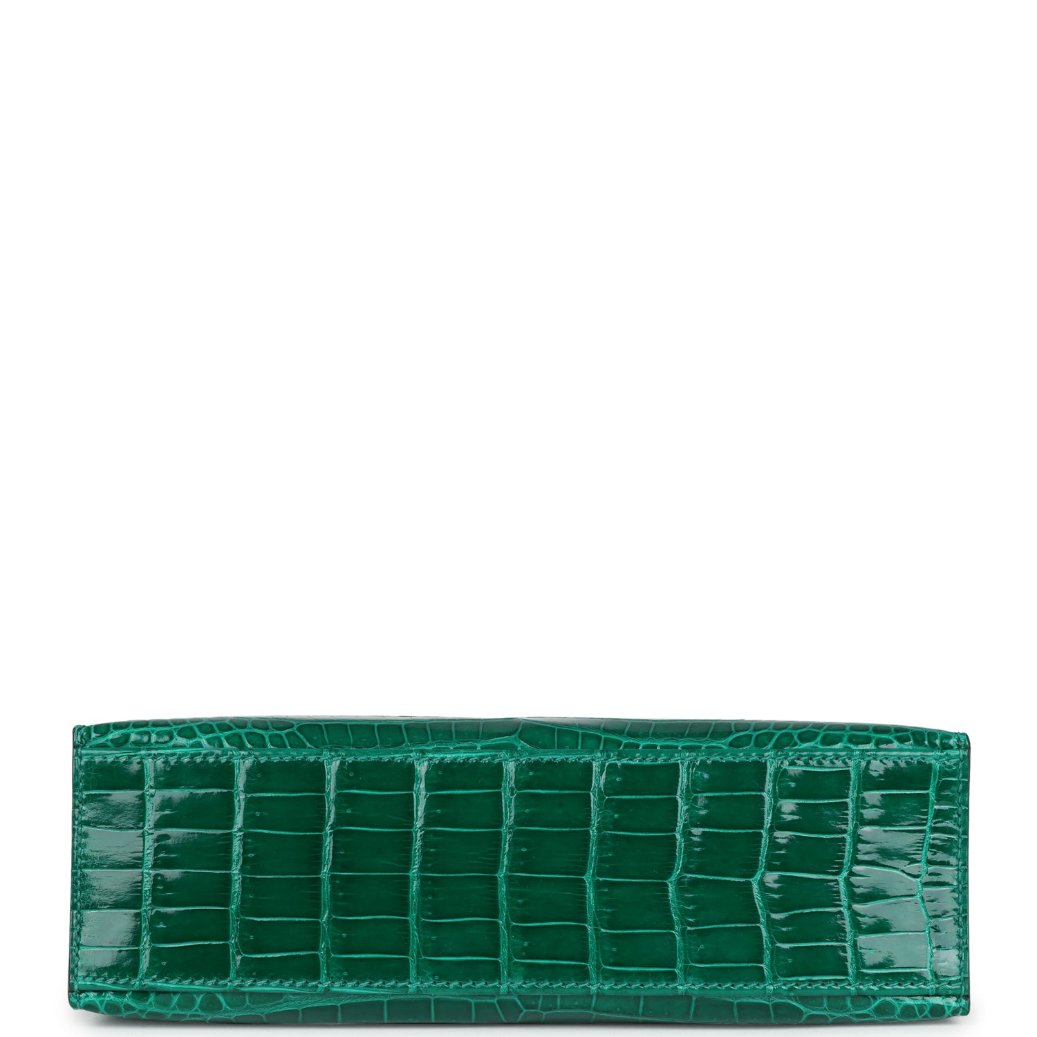 Hermes Kelly Pochette Emerald Shiny Porosus Crocodile Gold Hardware - Exclusu
