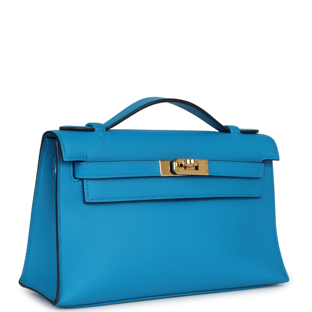 Hermes Kelly Pochette Bleu Frida Swift Gold Hardware - Exclusu