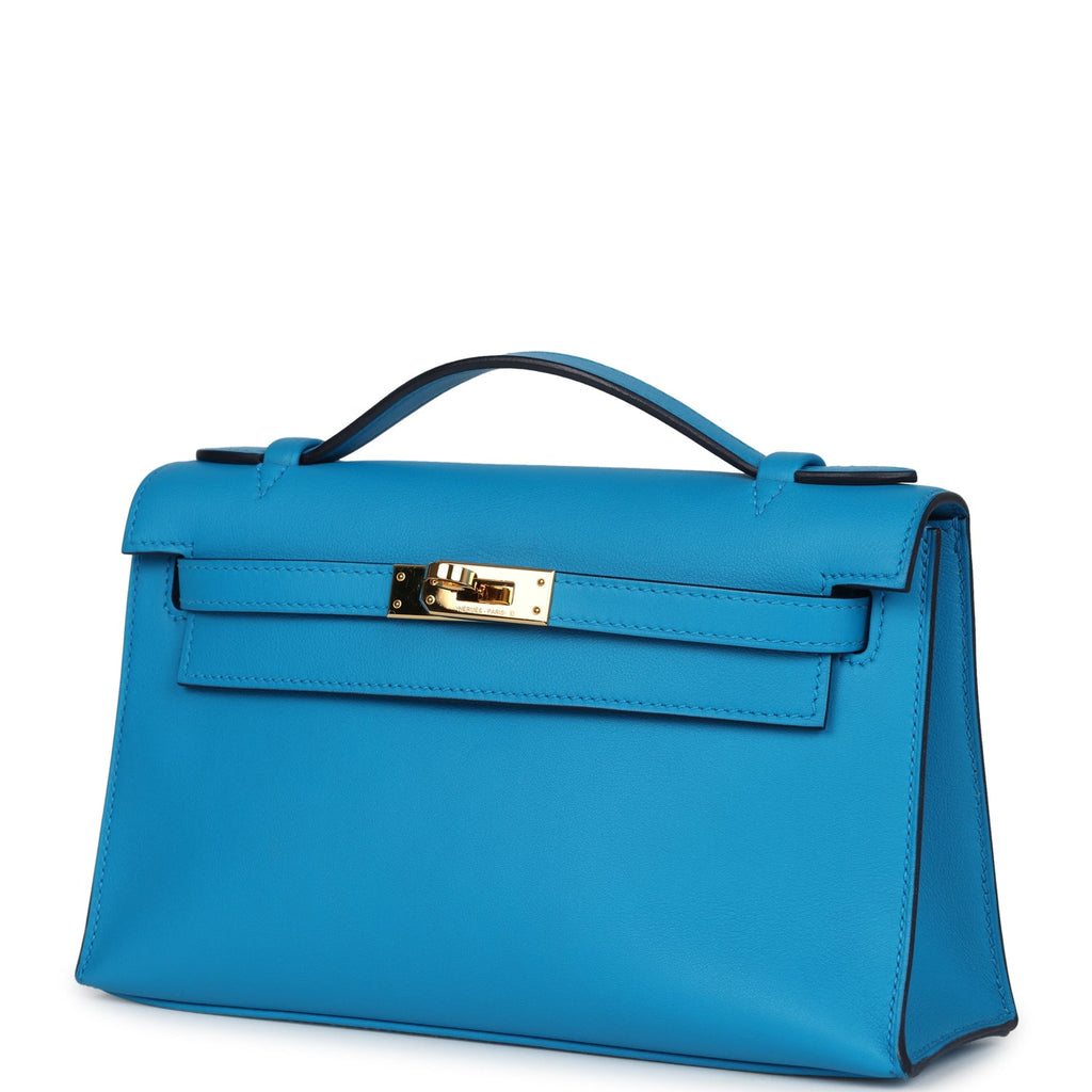 Hermes Kelly Pochette Bleu Frida Swift Gold Hardware - Exclusu