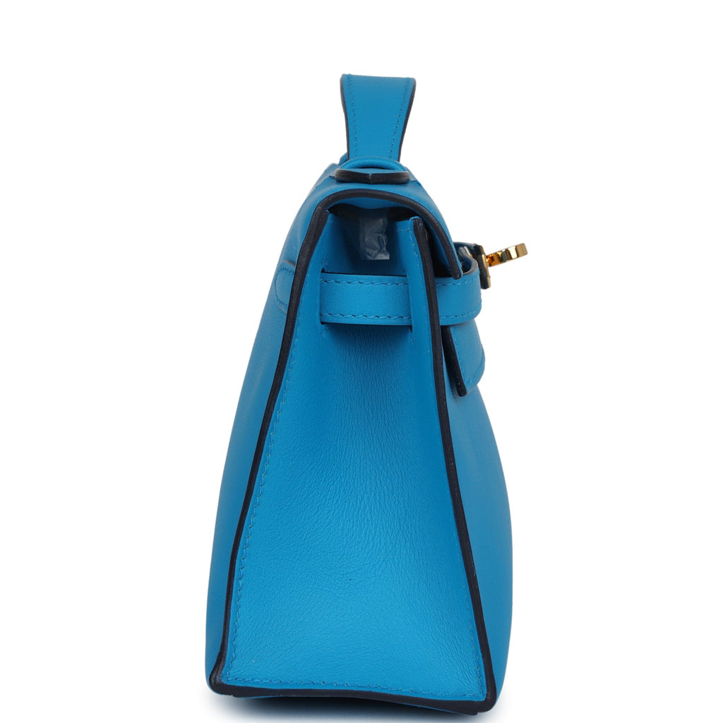 Hermes Kelly Pochette Bleu Frida Swift Gold Hardware - Exclusu
