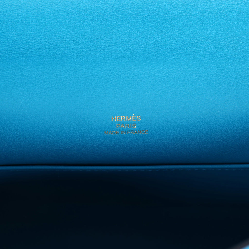 Hermes Kelly Pochette Bleu Frida Swift Gold Hardware - Exclusu