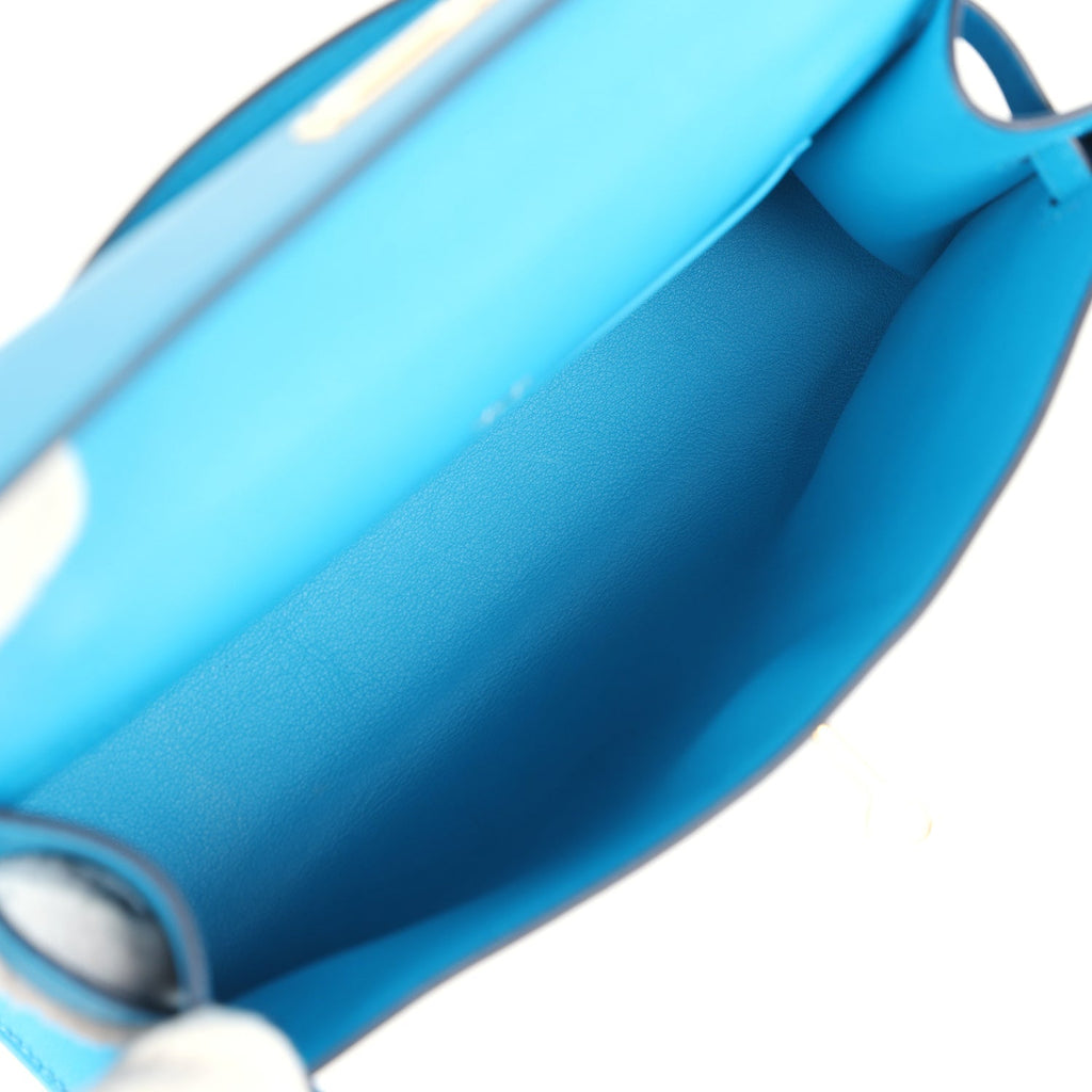 Hermes Kelly Pochette Bleu Frida Swift Gold Hardware - Exclusu