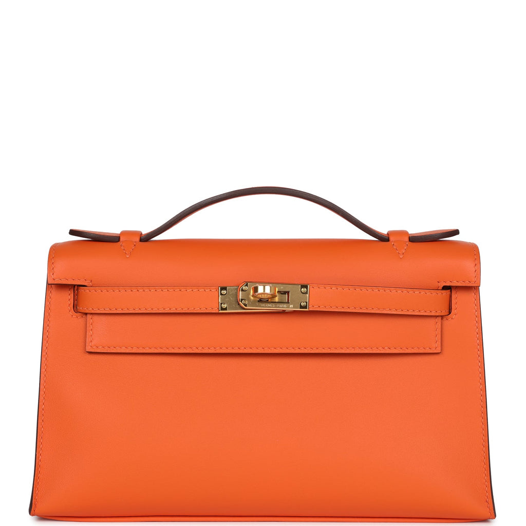 Hermes Kelly Pochette Orange Verso Swift Gold Hardware - Exclusu