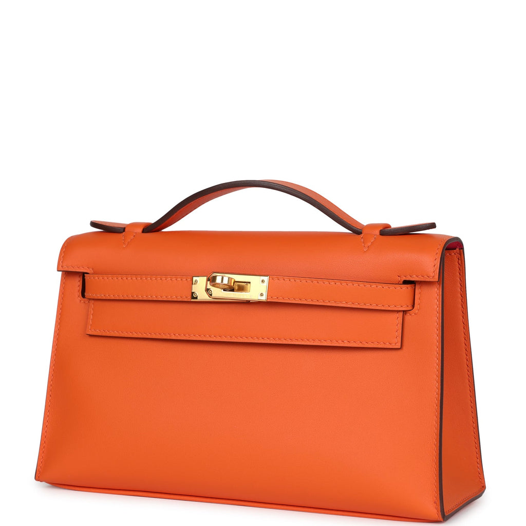Hermes Kelly Pochette Orange Verso Swift Gold Hardware - Exclusu