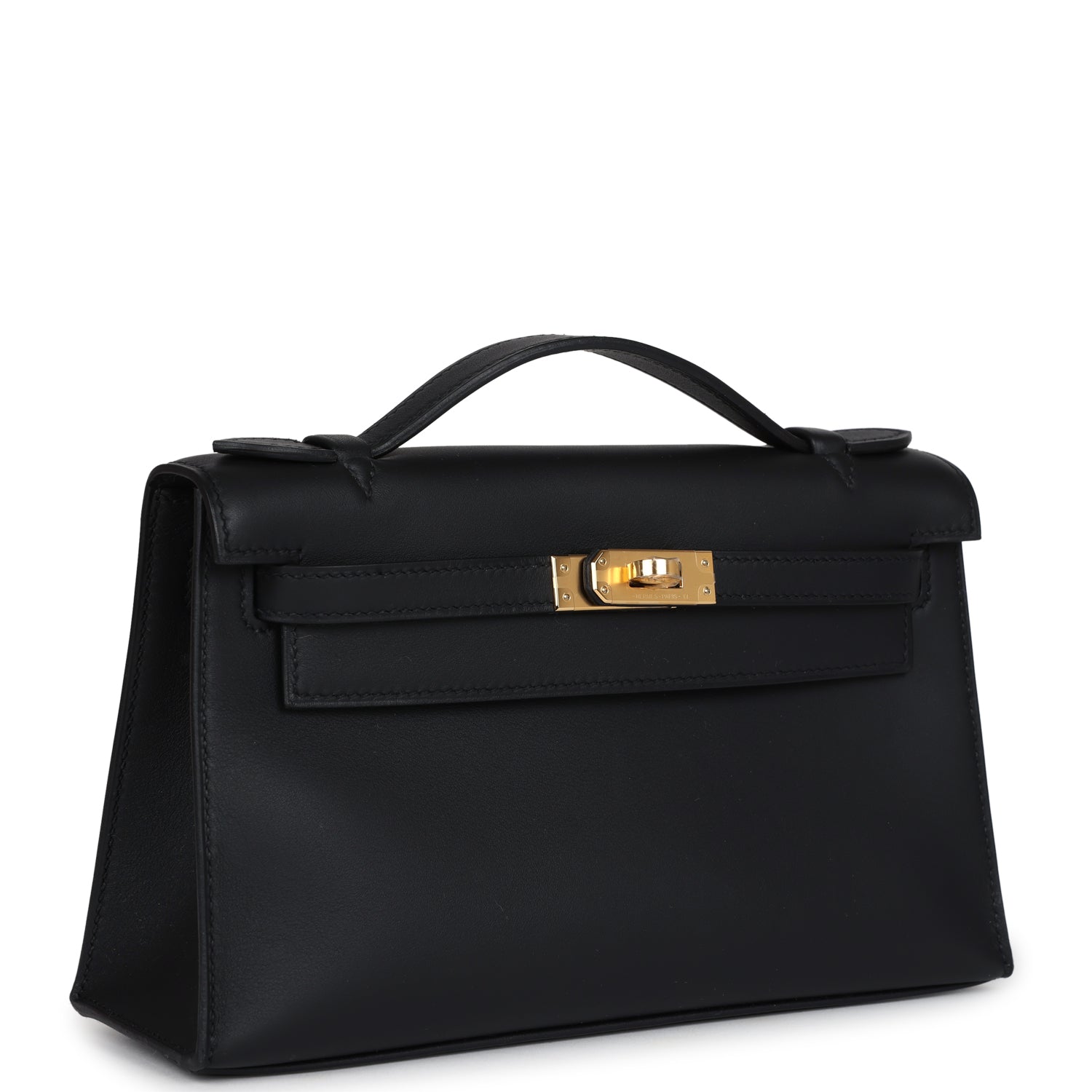 Hermes Kelly Pochette Black Swift Gold Hardware - Exclusu