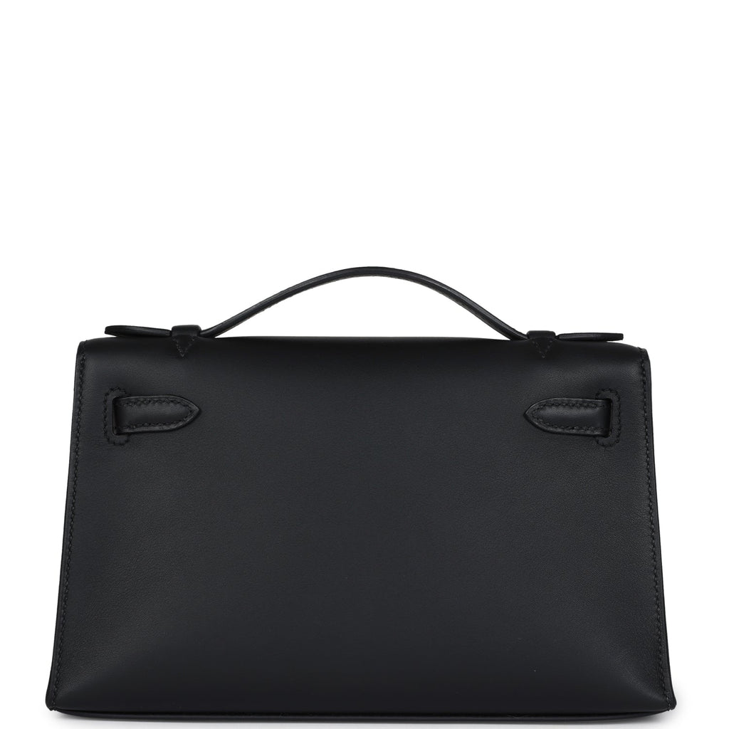 Hermes Kelly Pochette Black Swift Gold Hardware - Exclusu