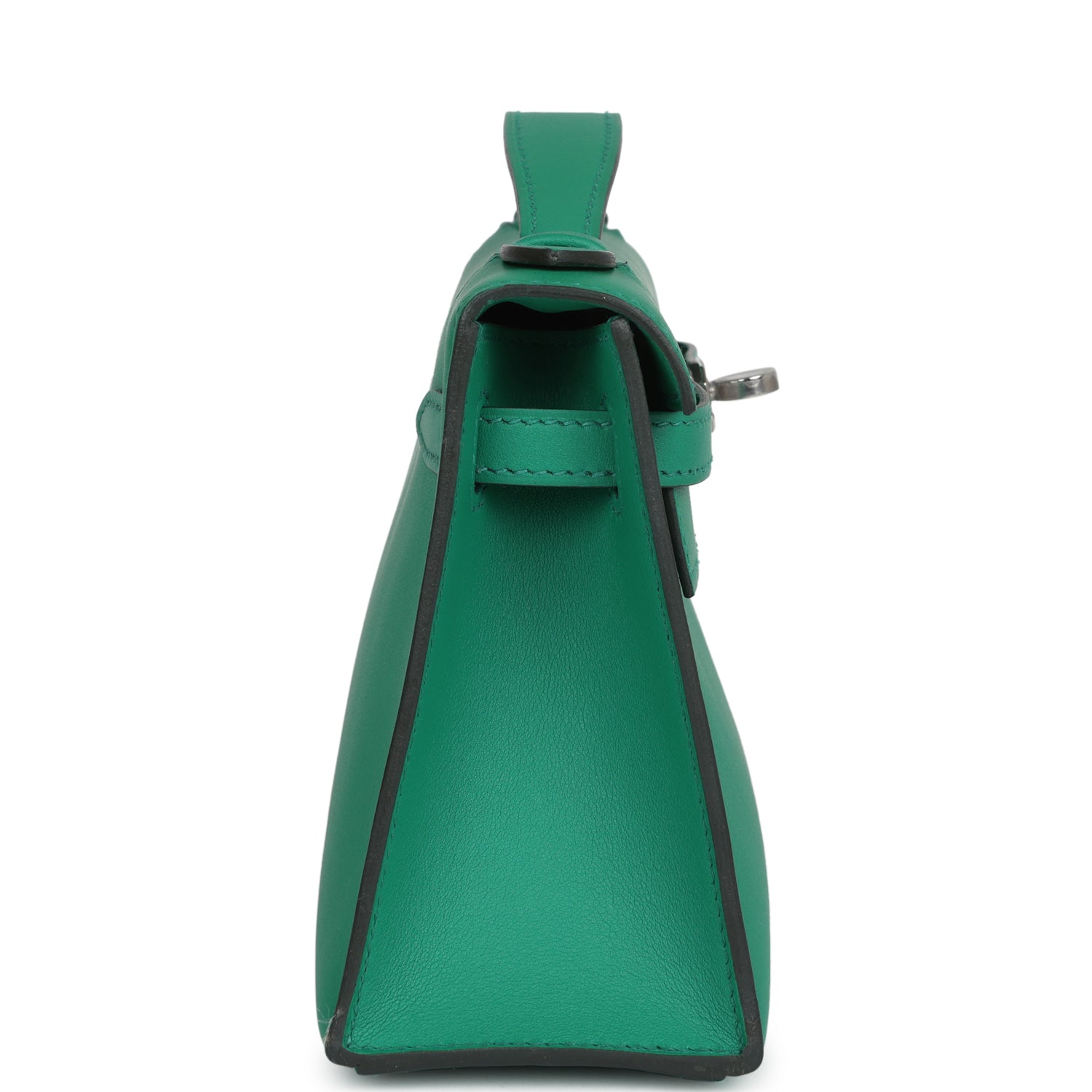 Hermes Kelly Pochette Vert Vertigo Swift Palladium Hardware - Exclusu