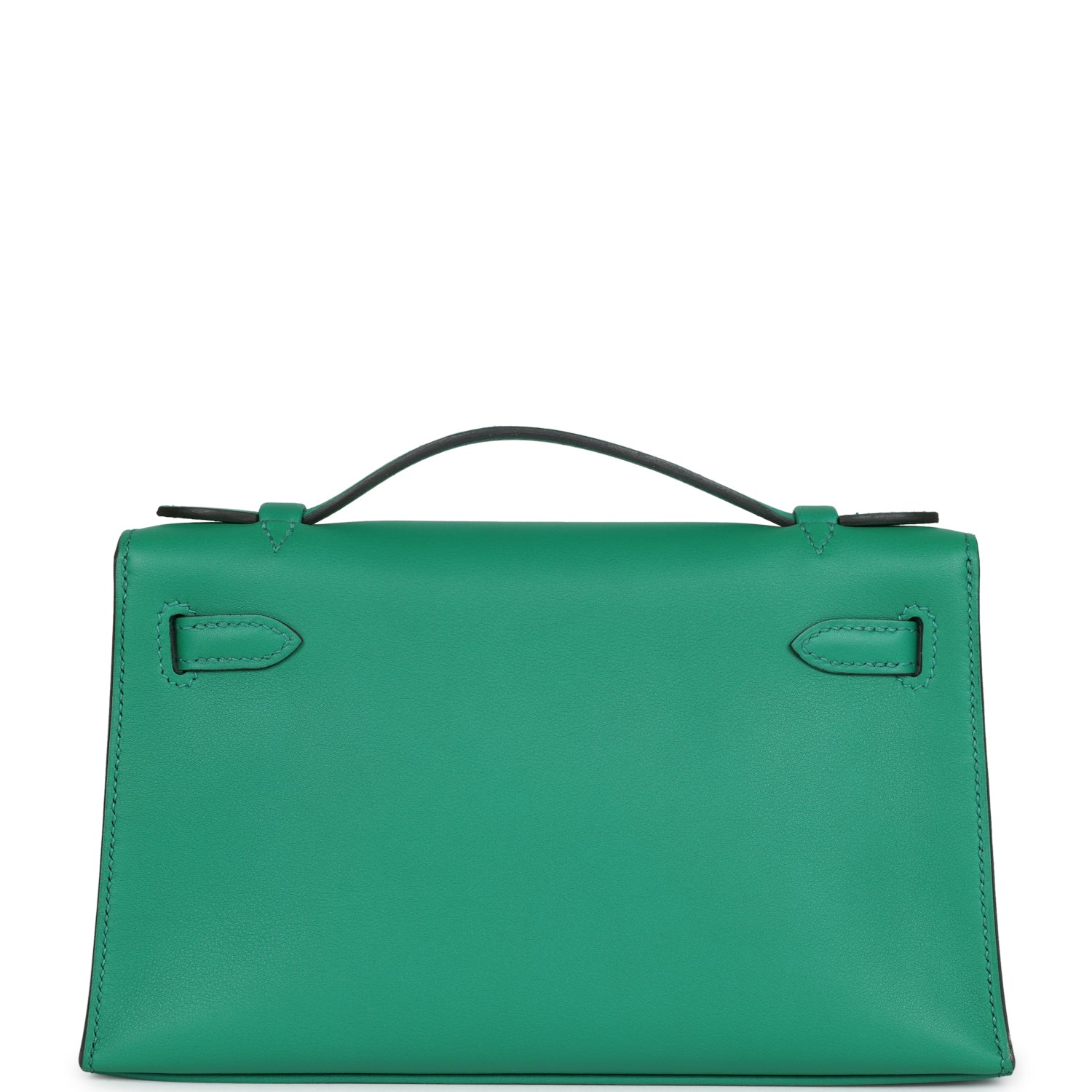 Hermes Kelly Pochette Vert Vertigo Swift Palladium Hardware - Exclusu