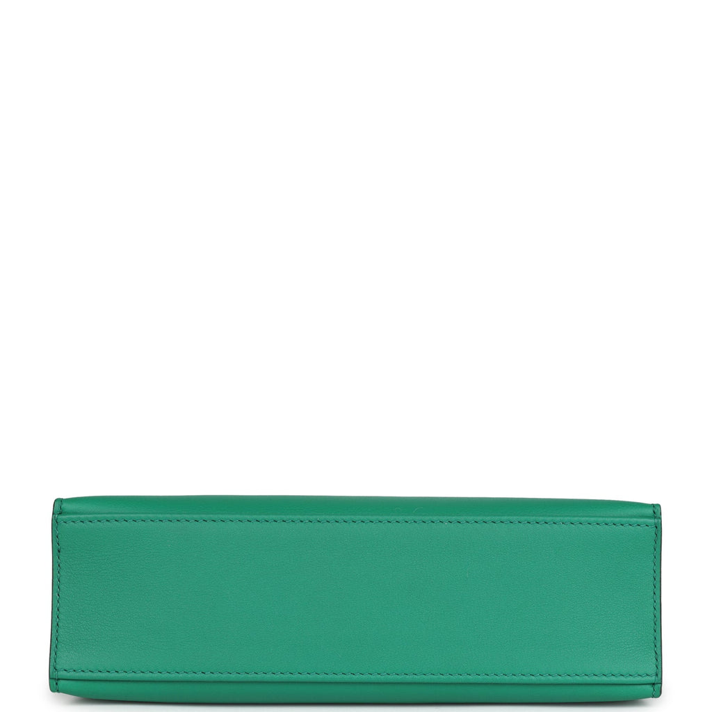 Hermes Kelly Pochette Vert Vertigo Swift Palladium Hardware - Exclusu